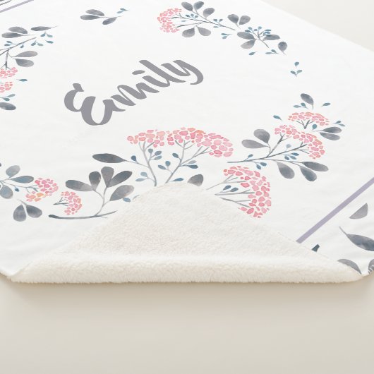 Pastel waterverven delicate bloemenkrans sherpa deken (3/4)