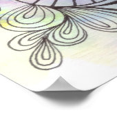 Pastel Waterverven Elegante Florals Zwart Line Art Poster (Hoek)