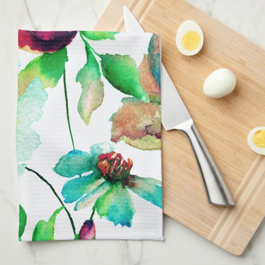 Pastel Waterverven Floral Pattern Theedoek (Quarter Fold)