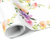 Pastel Waterverven Floral WreatPattern Cadeaupapier (Rol Hoek)