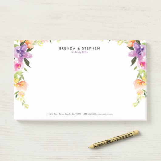 Pastel waterverven lijst post-it® notes (Op bureau)