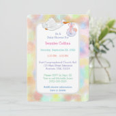 Pastel Waterverven Ooievaar met Bundel Baby shower Kaart (Staand voorkant)