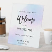 Pastel Waterverven Welkom op onze bruiloft Reclamebord Met Voetstuk (Insitu)