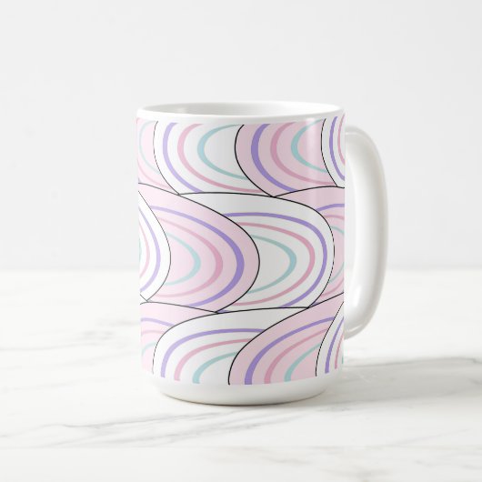 Pastel Wave Abstract Pattern Coffee Mug Koffiemok (Voorkant rechts)