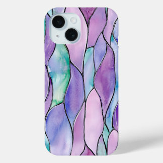 Pastel Wave Abstracte Waterverf Glas in lood Art iPhone 15 Case