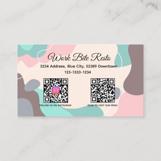Pastel Wave Modern Restaurant QR Code Menu en Kortingskaartje (Achterkant)