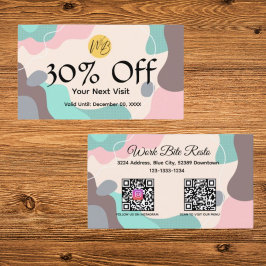 Pastel Wave Modern Restaurant QR Code Menu en Kortingskaartje