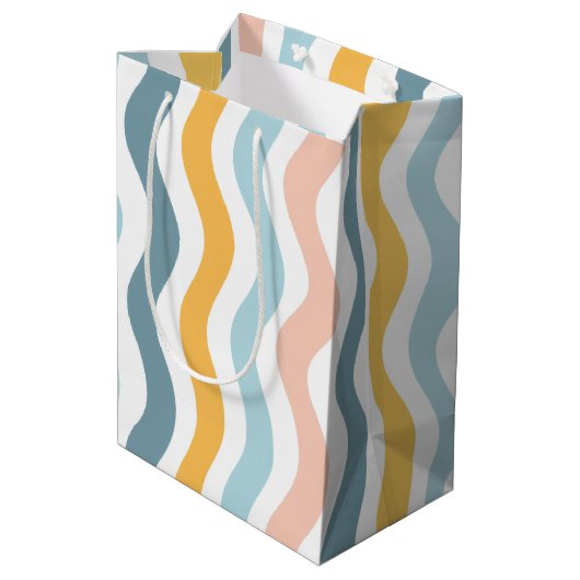 Pastel Wavy Lines  Medium Cadeauzakje (Achterkant Gekanteld)