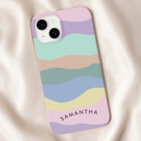Pastel Wavy Patroon Gepersonaliseerde Curvy Naam