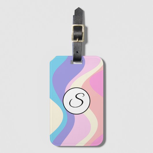 Pastel Wavy Pattern Background Bagagelabel (Voorkant (verticaal))