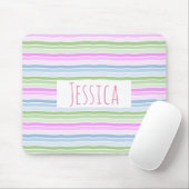 Pastel Wavy Striped Modern Personalized Muismat (Met muis)