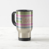 Pastel Wavy Striped Modern Personalized Reisbeker (Voorkant links)