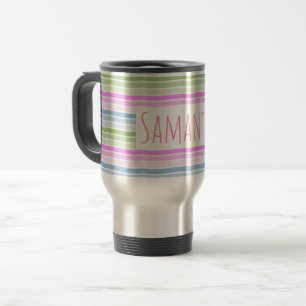Pastel Wavy Striped Modern Personalized Reisbeker