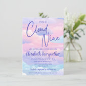 Pastel We zijn op Cloud 9 Baby shower Invitation Kaart (Staand voorkant)