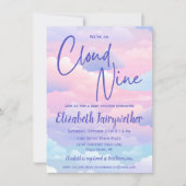 Pastel We zijn op Cloud 9 Baby shower Invitation Kaart (Voorkant)