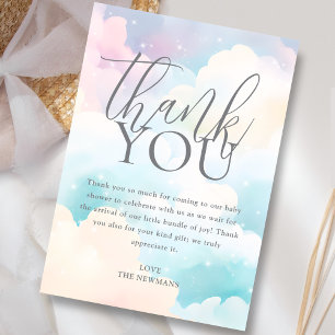 Pastel We zijn op Cloud Nine Baby shower Bedankkaart