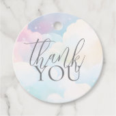 Pastel We zijn op Cloud Nine Baby shower Bedankt Bedankjes Labels (Voorkant)
