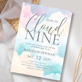 Pastel We zijn op Cloud Nine Baby shower Invitatio Kaart