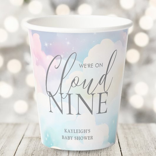 Pastel We zijn op Cloud Nine Baby shower Papieren Bekers