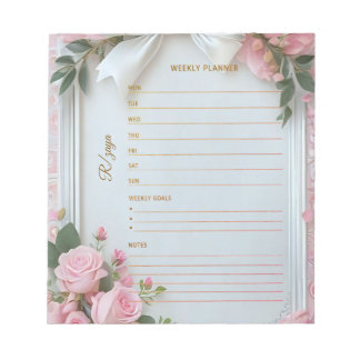 Pastel Weekplanner roze waterverf goud Notitieblok