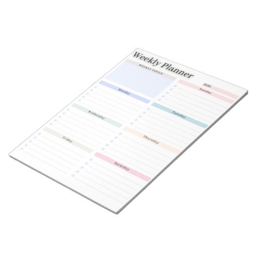 Pastel Weekplanner & To-Do List Notitieblok (Schuin)