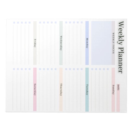 Pastel Weekplanner & To-Do List Notitieblok (Voorkant)