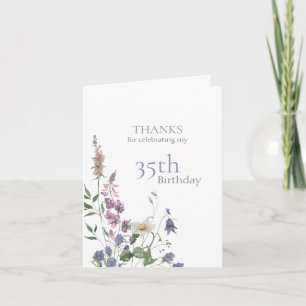 Pastel Weide Bloemen Verjaardag Bedankkaart