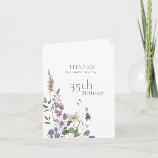 Pastel Weide Bloemen Verjaardag Bedankkaart (Voorkant)