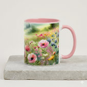 Pastel Weide Landschap Met Wilde Bloemen Mok