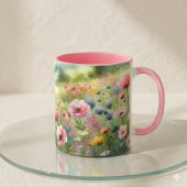 Pastel Weide Landschap Met Wilde Bloemen Mok