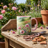 Pastel Weide Landschap Met Wilde Bloemen Mok