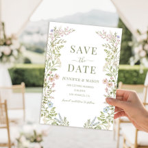 Pastel Weide Wildbloem Bloemige Save The Date