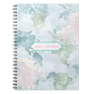Pastel Wereldkaart Notitieboek