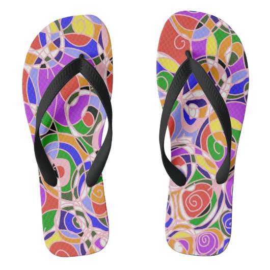 Pastel Wervelende Abstracte Patronen Teenslippers (Voetbed)