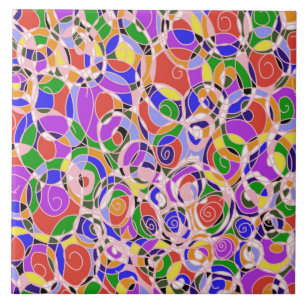 Pastel Wervelende Abstracte Patronen Tegeltje
