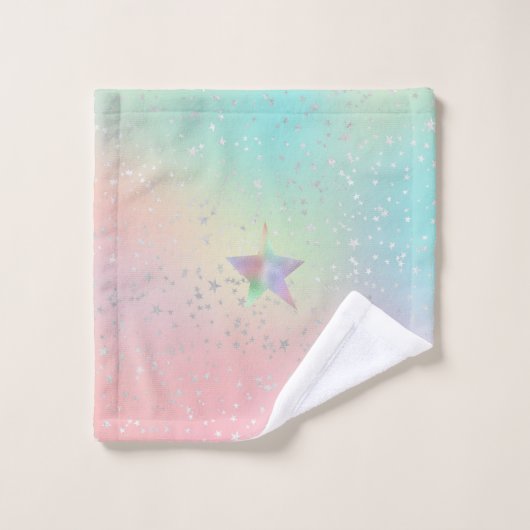Pastel werveling holografische ster lint schattig  bad handdoek (Wasdoekje)