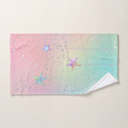 Pastel werveling holografische ster lint schattig  bad handdoek (Handdoek)