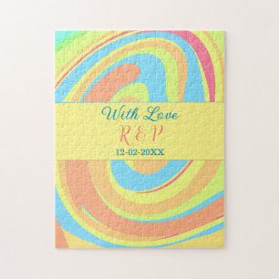 PASTEL WERVELING RETRO VOEG NAAM LETTER DATUM MODE LEGPUZZEL