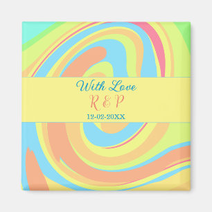 PASTEL WERVELING RETRO VOEG NAAM LETTER DATUM MODE MAGNEET