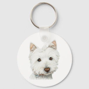 Pastel Westie Dog Sleutelhanger