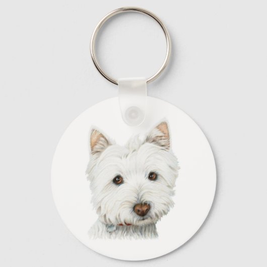 Pastel Westie Dog Sleutelhanger (Voorkant)