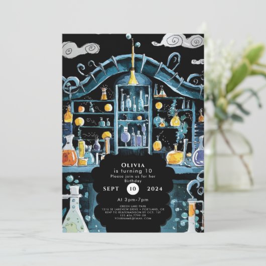 Pastel Wetenschap Experiment Wetenschapper Verjaar Kaart (Staand voorkant)