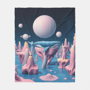 Pastel Whale in drijvende eiland Dreamscape Fleece Deken