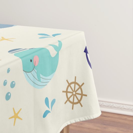 Pastel Whale & Nautisch Zee Party Design Tafelkleed (Voorbeeld)