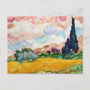 Pastel Wheat Fields met Cypresses, remix, Briefkaart