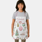 Pastel Whimsical Christmas Kids Apron Custom Name Schort (Insitu)