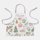 Pastel Whimsical Christmas Kids Apron Custom Name Schort (Voorkant)
