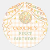 Pastel Whimsical Disco Bal Verjaardagssticker Ronde Sticker (Voorkant)
