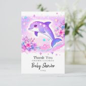 Pastel Whimsical Dolphin Baby shower Bedankkaart (Staand voorkant)