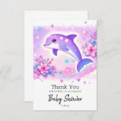 Pastel Whimsical Dolphin Baby shower Bedankkaart (Voorkant / Achterkant)